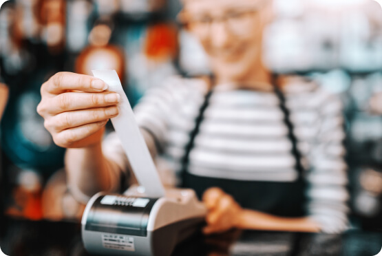 saleswoman with receipt